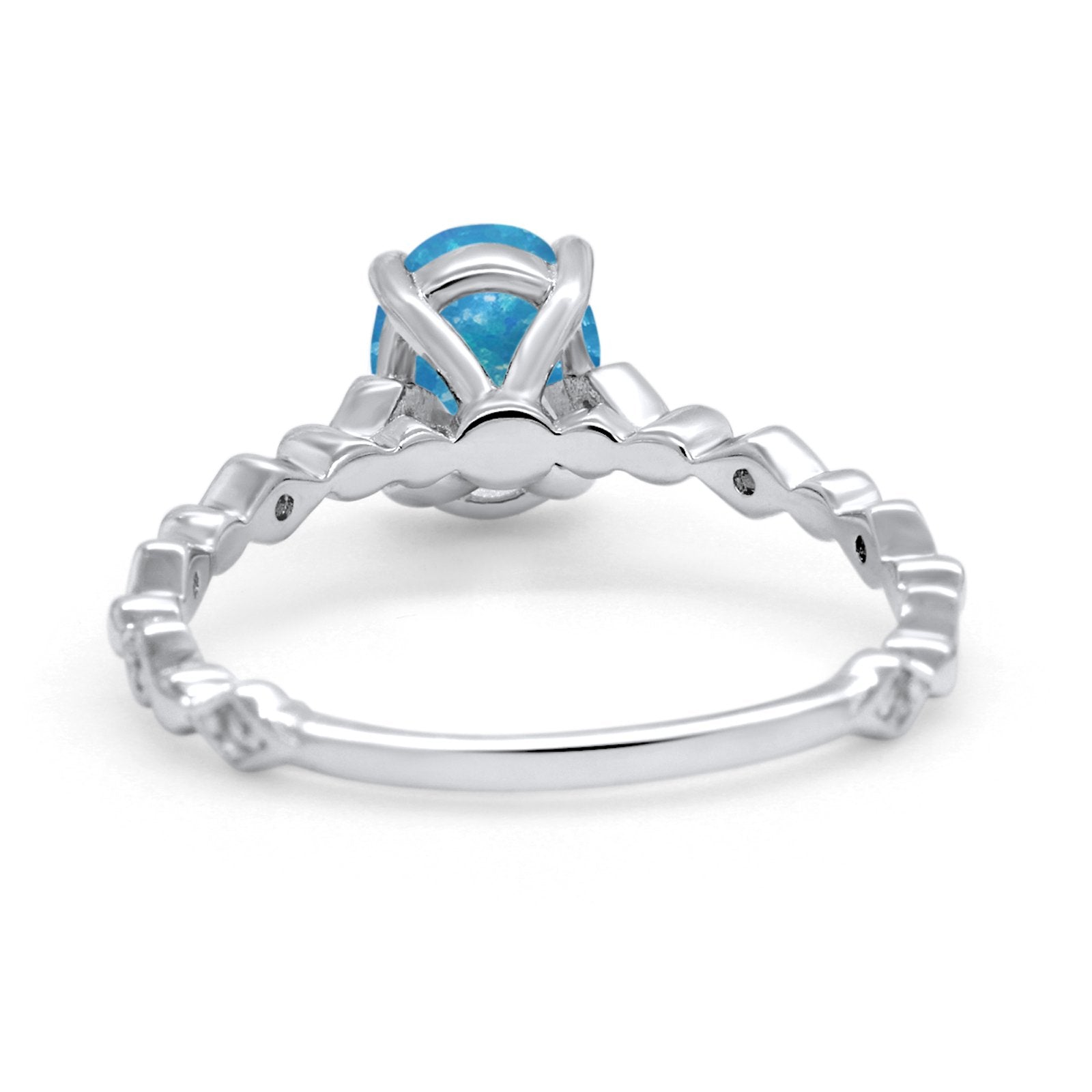 Oval Art Deco Engagement Ring Round Simulated Cubic Zirconia 925 Sterling Silver