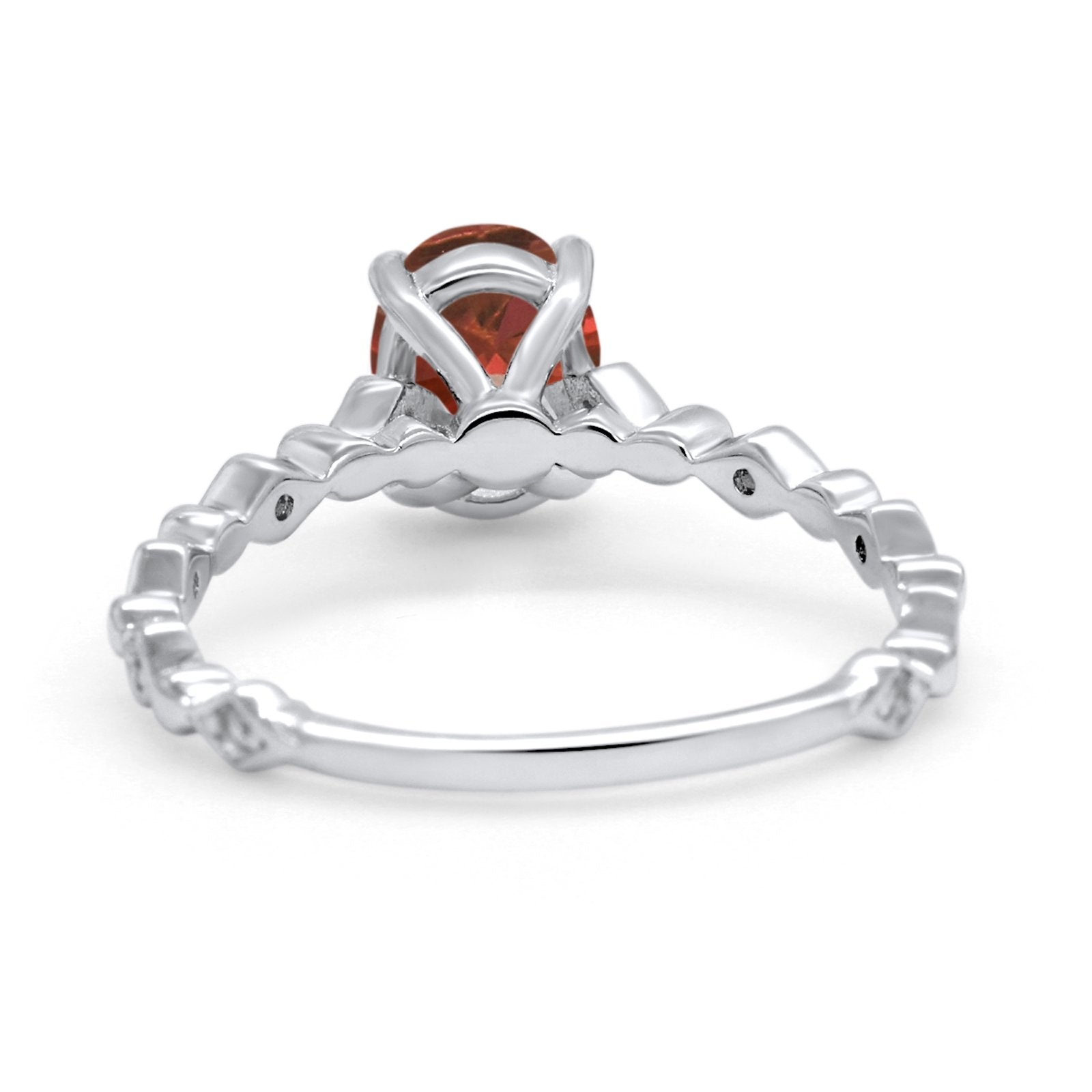 Oval Art Deco Engagement Ring Round Simulated Cubic Zirconia 925 Sterling Silver