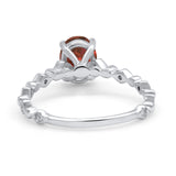 Oval Art Deco Engagement Ring Round Simulated Cubic Zirconia 925 Sterling Silver