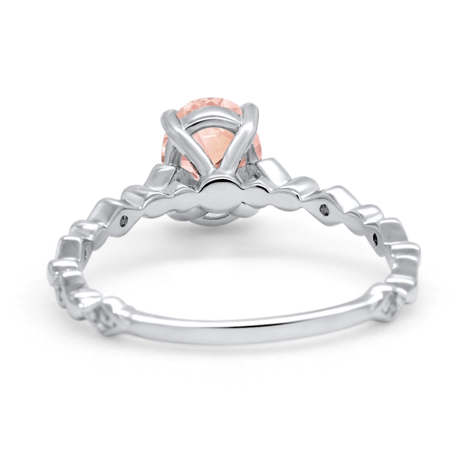 Oval Art Deco Engagement Ring Round Simulated Cubic Zirconia 925 Sterling Silver