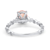 Oval Art Deco Engagement Ring Round Simulated Cubic Zirconia 925 Sterling Silver