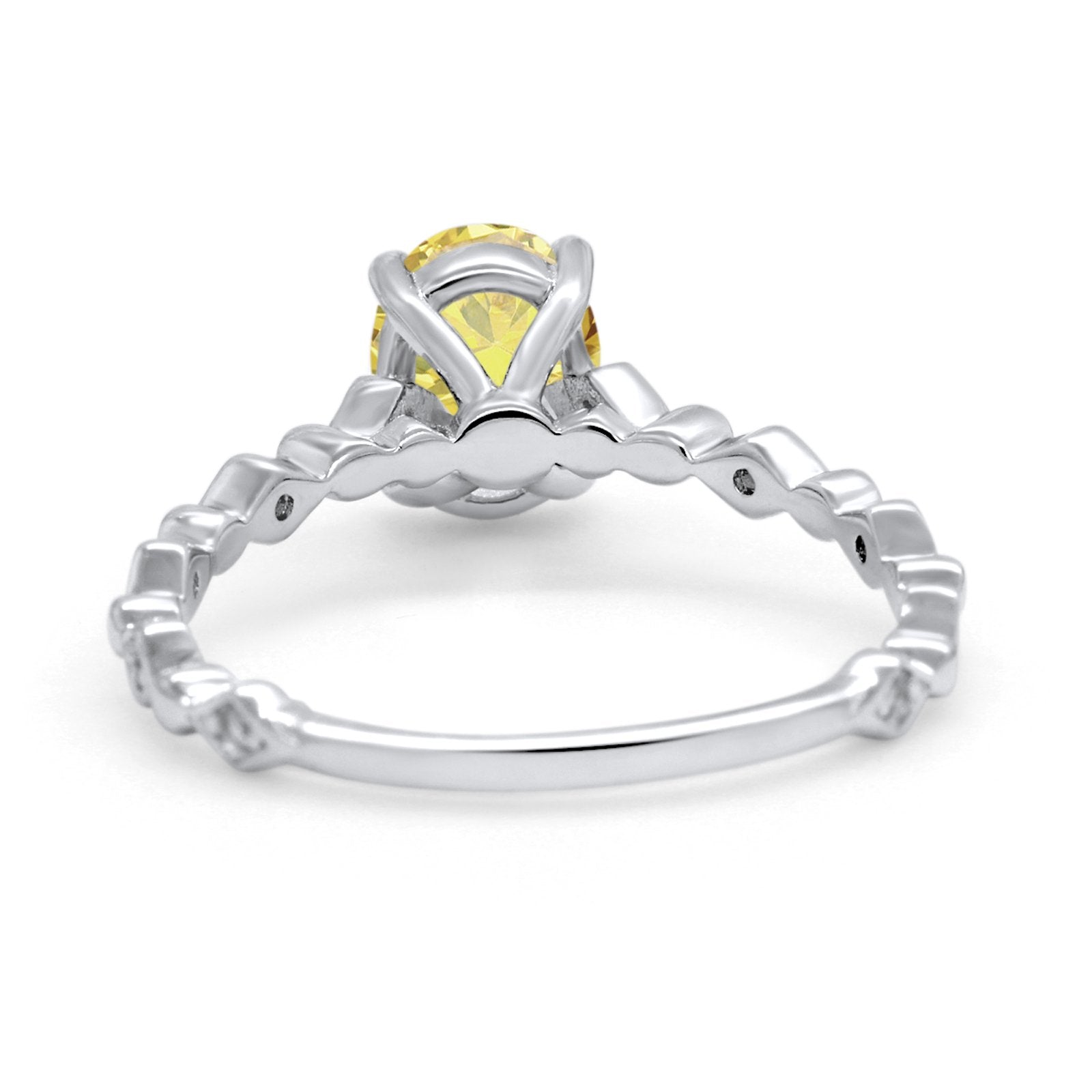 Oval Art Deco Engagement Ring Round Simulated Cubic Zirconia 925 Sterling Silver