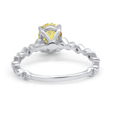 Oval Art Deco Engagement Ring Round Simulated Cubic Zirconia 925 Sterling Silver