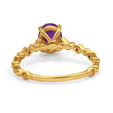 Oval Art Deco Engagement Ring Round Simulated Cubic Zirconia 925 Sterling Silver