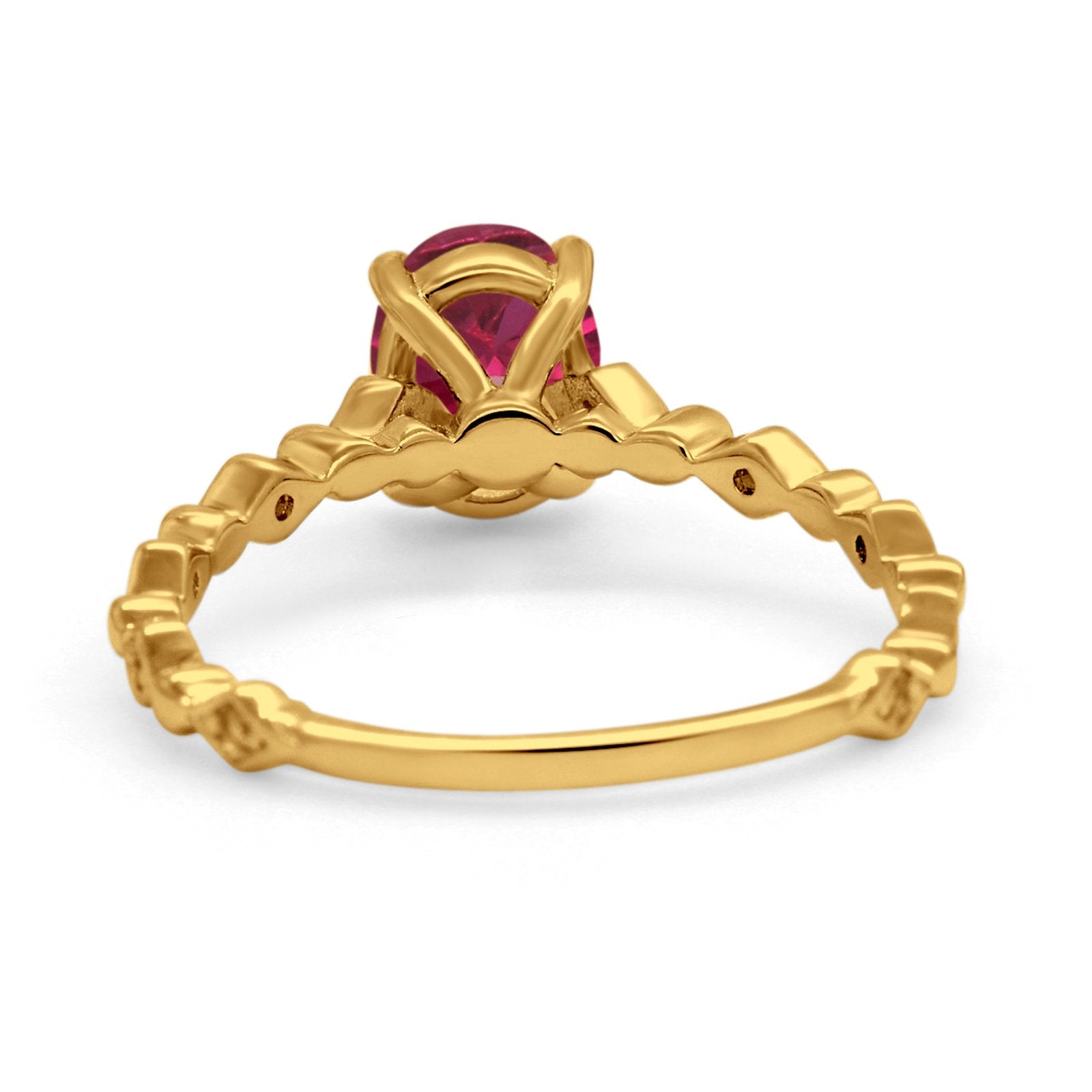 Oval Art Deco Engagement Ring Round Simulated Cubic Zirconia 925 Sterling Silver