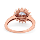 Halo Starburst Flower Wedding Ring Simulated Cubic Zirconia 925 Sterling Silver