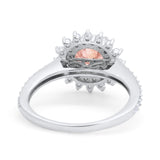 Halo Starburst Flower Wedding Ring Simulated Cubic Zirconia 925 Sterling Silver