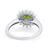 Halo Starburst Flower Wedding Ring Simulated Cubic Zirconia 925 Sterling Silver