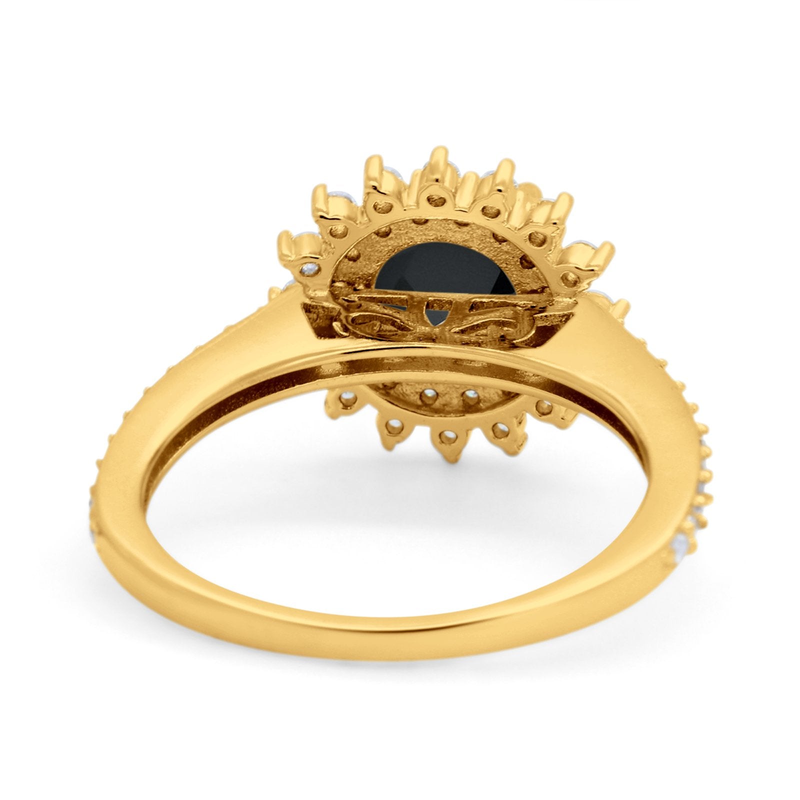 Halo Starburst Flower Wedding Ring Simulated Cubic Zirconia 925 Sterling Silver