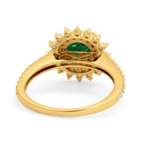 Halo Starburst Flower Wedding Ring Simulated Cubic Zirconia 925 Sterling Silver