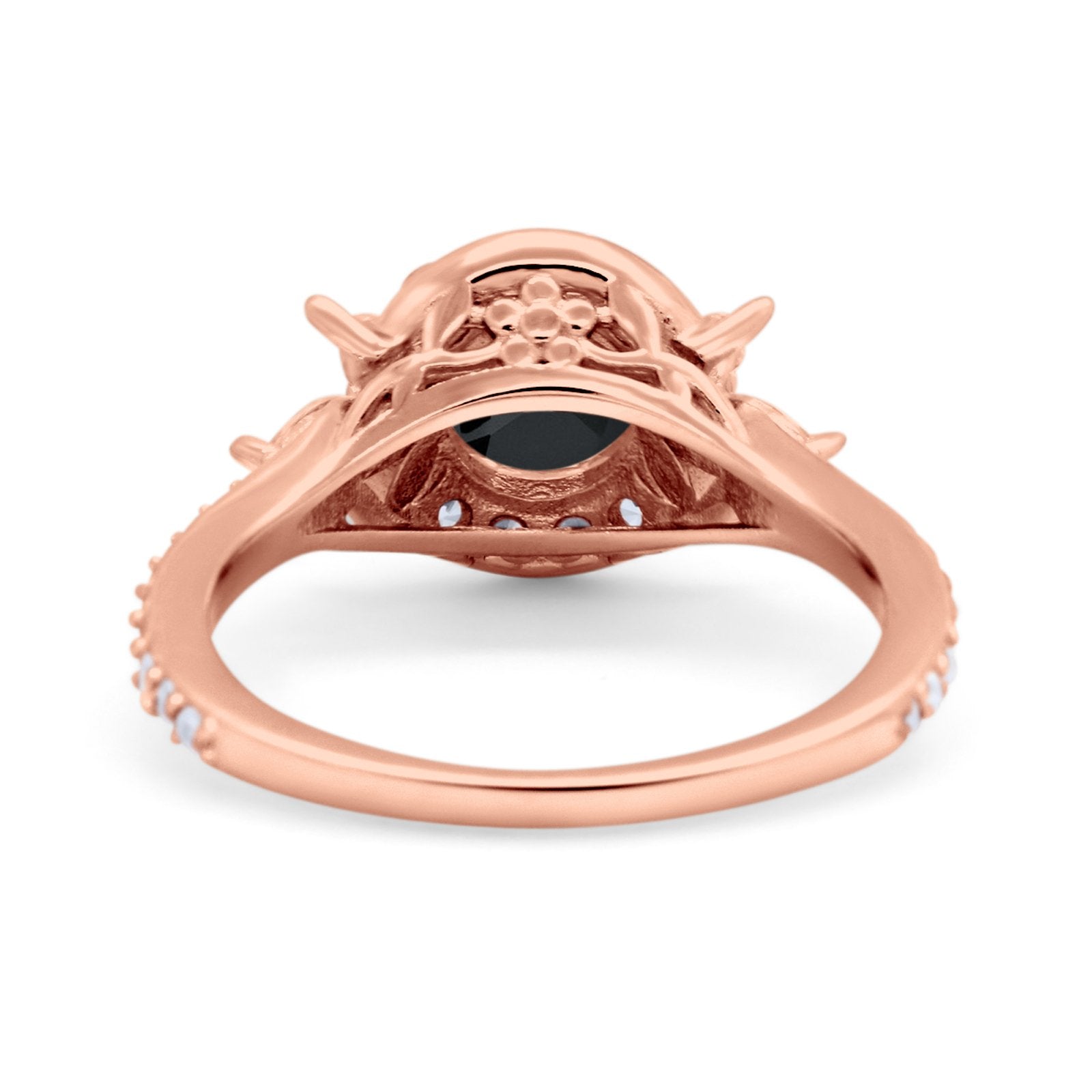 Halo Floral Wedding Ring Marquise Simulated Cubic Zirconia 925 Sterling Silver