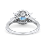 Halo Floral Wedding Ring Marquise Simulated Cubic Zirconia 925 Sterling Silver
