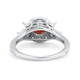Halo Floral Wedding Ring Marquise Simulated Cubic Zirconia 925 Sterling Silver