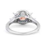 Halo Floral Wedding Ring Marquise Simulated Cubic Zirconia 925 Sterling Silver