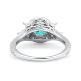 Halo Floral Wedding Ring Marquise Simulated Cubic Zirconia 925 Sterling Silver