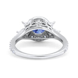 Halo Floral Wedding Ring Marquise Simulated Cubic Zirconia 925 Sterling Silver