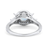 Halo Floral Wedding Ring Marquise Simulated Cubic Zirconia 925 Sterling Silver