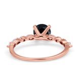 Art Deco Solitaire Wedding Ring Simulated Cubic Zirconia 925 Sterling Silver