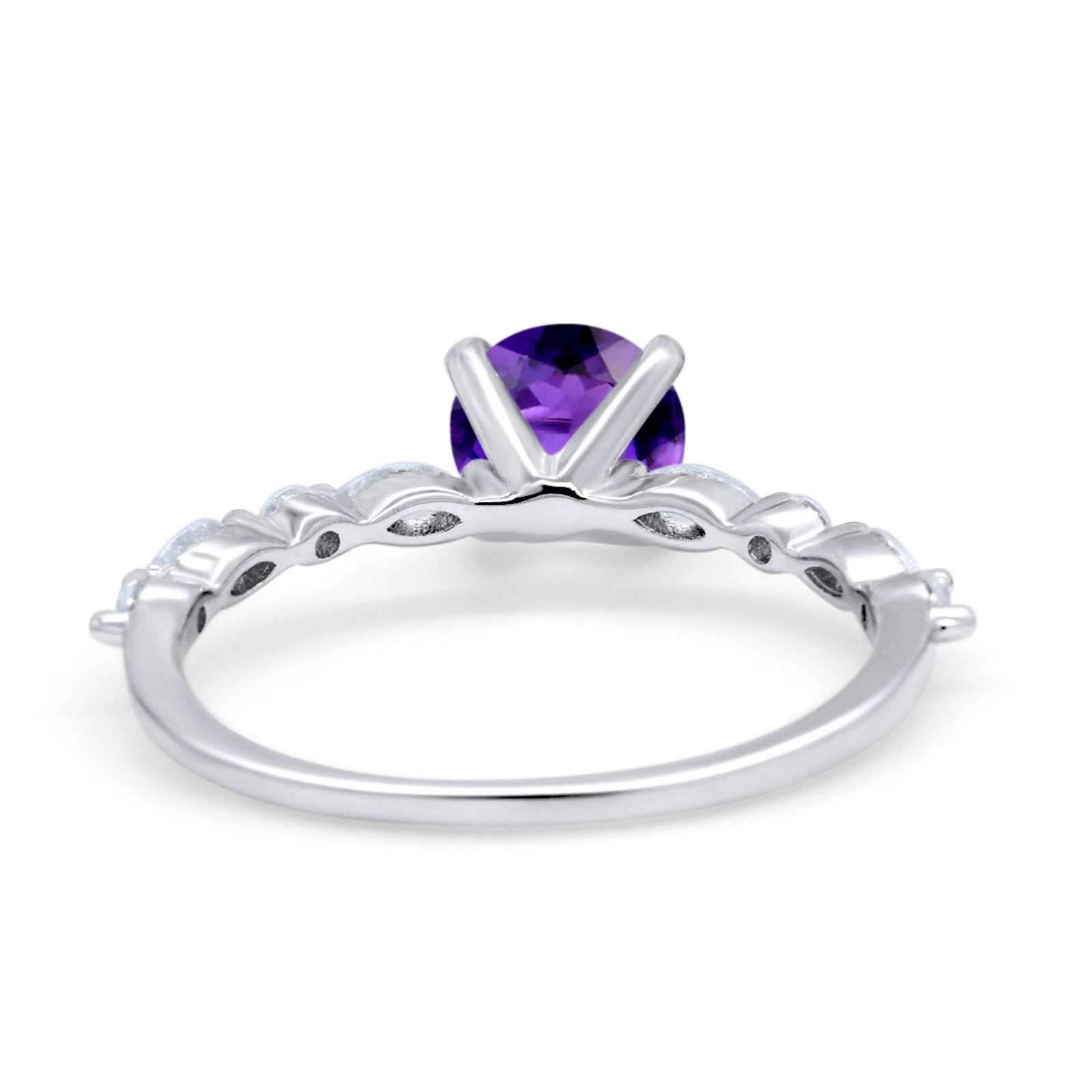 Art Deco Solitaire Wedding Ring Simulated Cubic Zirconia 925 Sterling Silver