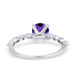 Art Deco Solitaire Wedding Ring Simulated Cubic Zirconia 925 Sterling Silver