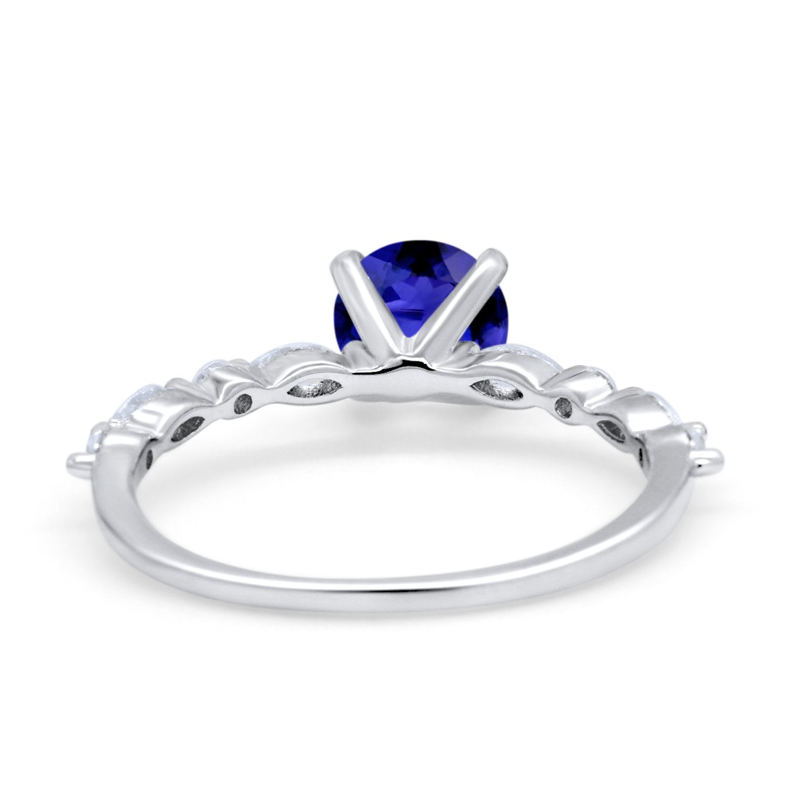 Art Deco Solitaire Wedding Ring Simulated Cubic Zirconia 925 Sterling Silver