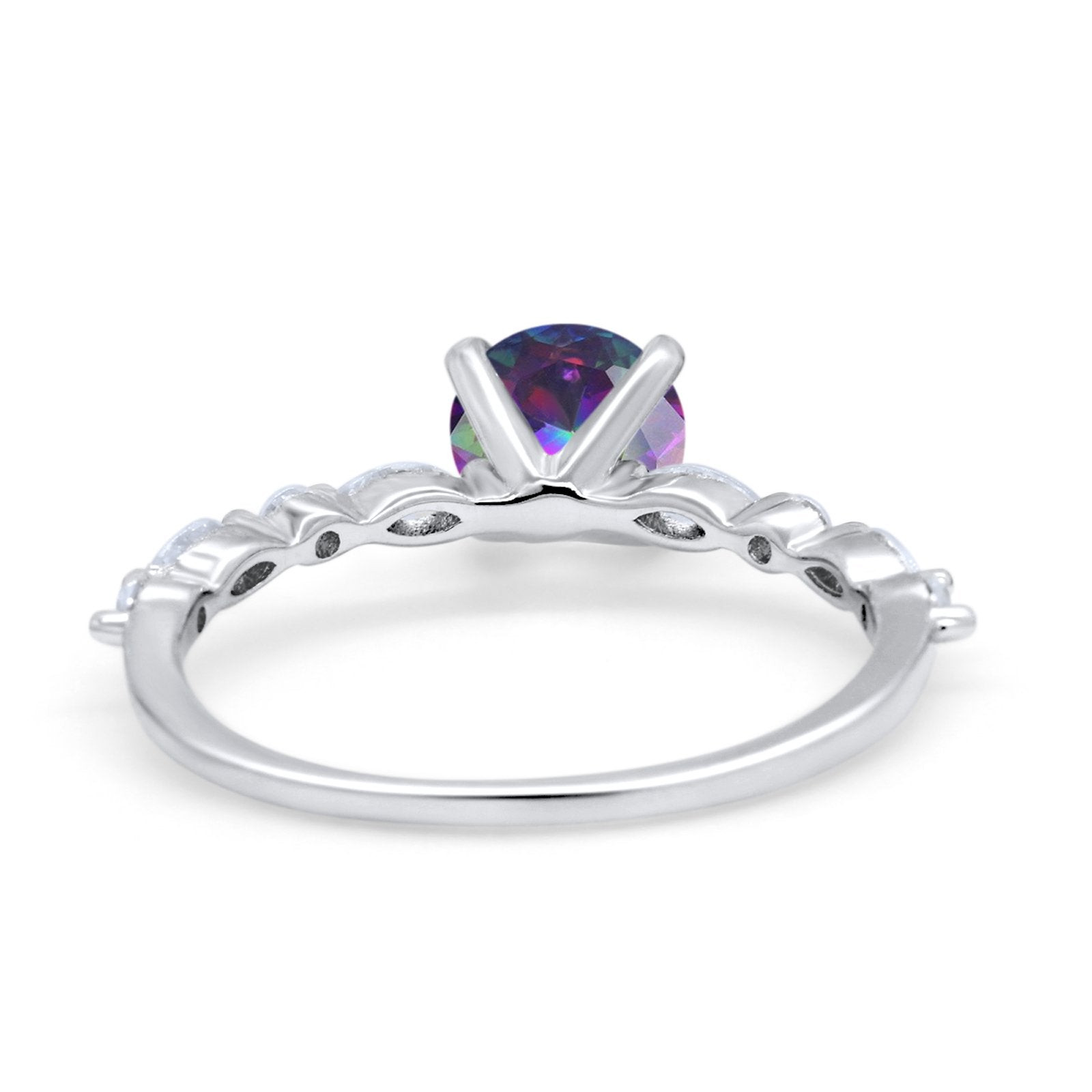 Art Deco Solitaire Wedding Ring Simulated Cubic Zirconia 925 Sterling Silver