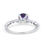 Art Deco Solitaire Wedding Ring Simulated Cubic Zirconia 925 Sterling Silver