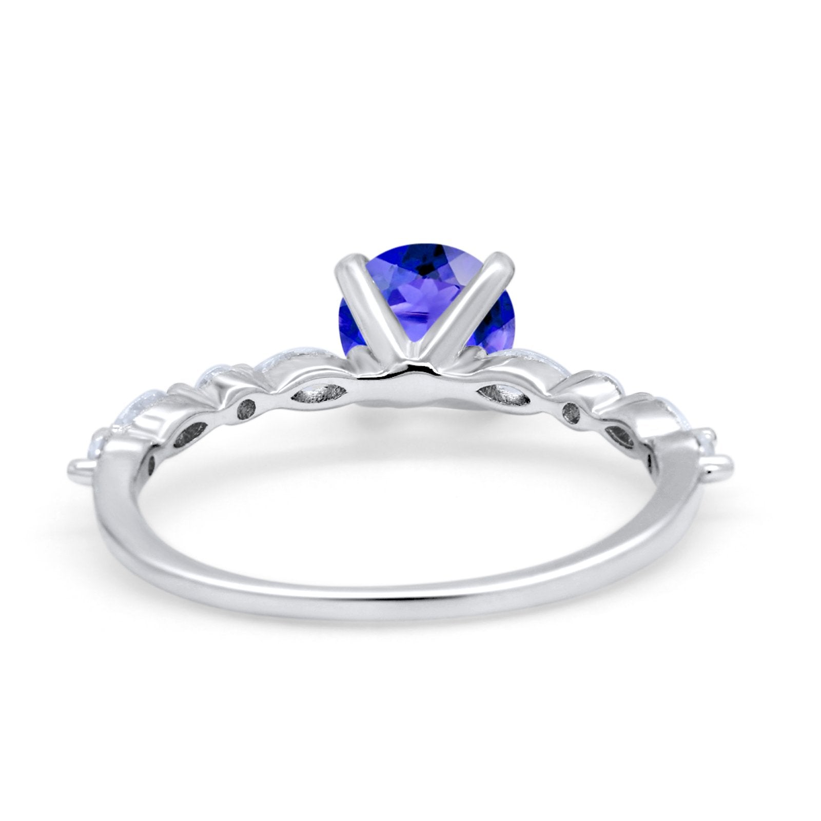 Art Deco Solitaire Wedding Ring Simulated Cubic Zirconia 925 Sterling Silver