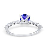 Art Deco Solitaire Wedding Ring Simulated Cubic Zirconia 925 Sterling Silver