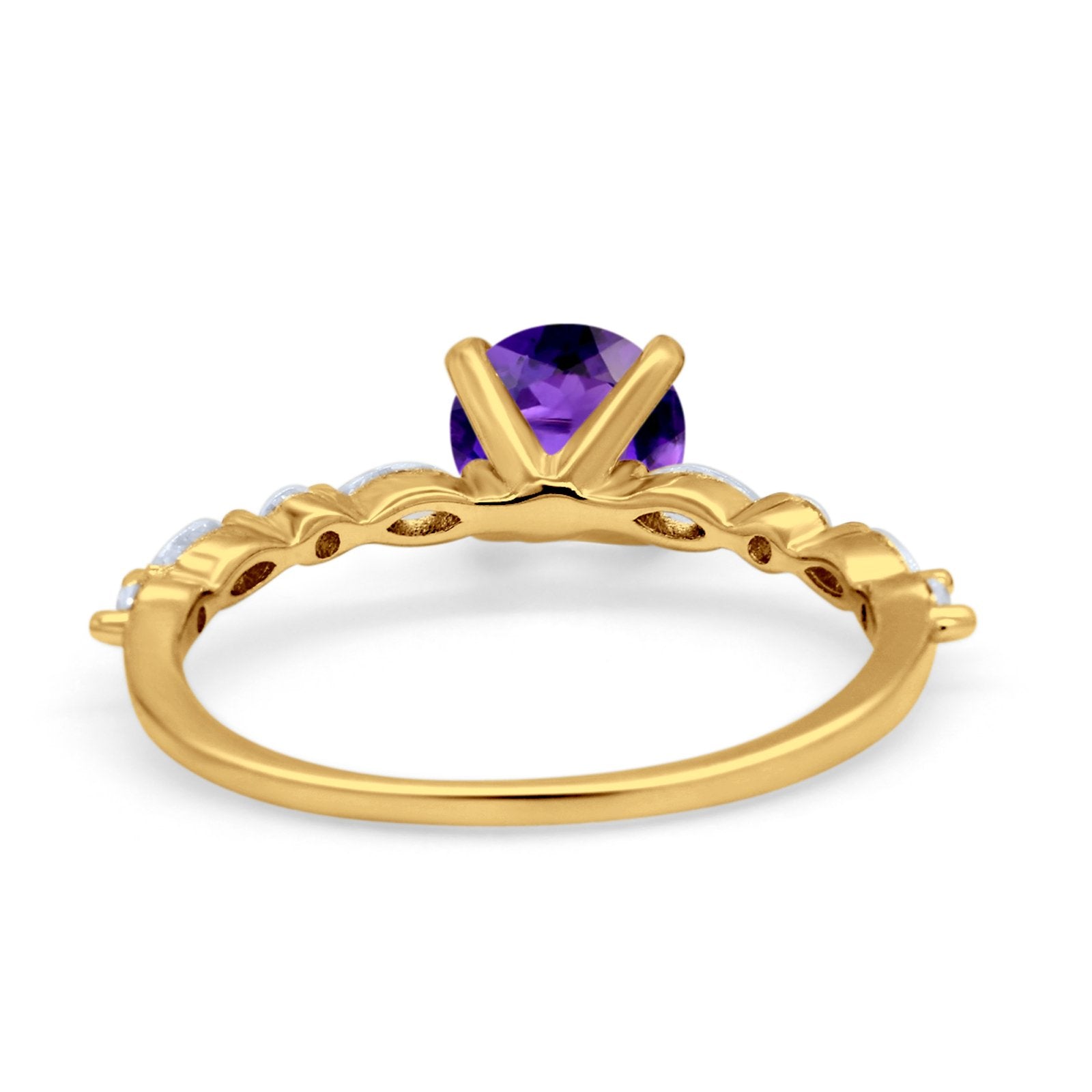 Art Deco Solitaire Wedding Ring Simulated Cubic Zirconia 925 Sterling Silver