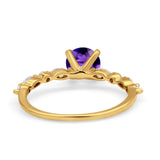 Art Deco Solitaire Wedding Ring Simulated Cubic Zirconia 925 Sterling Silver