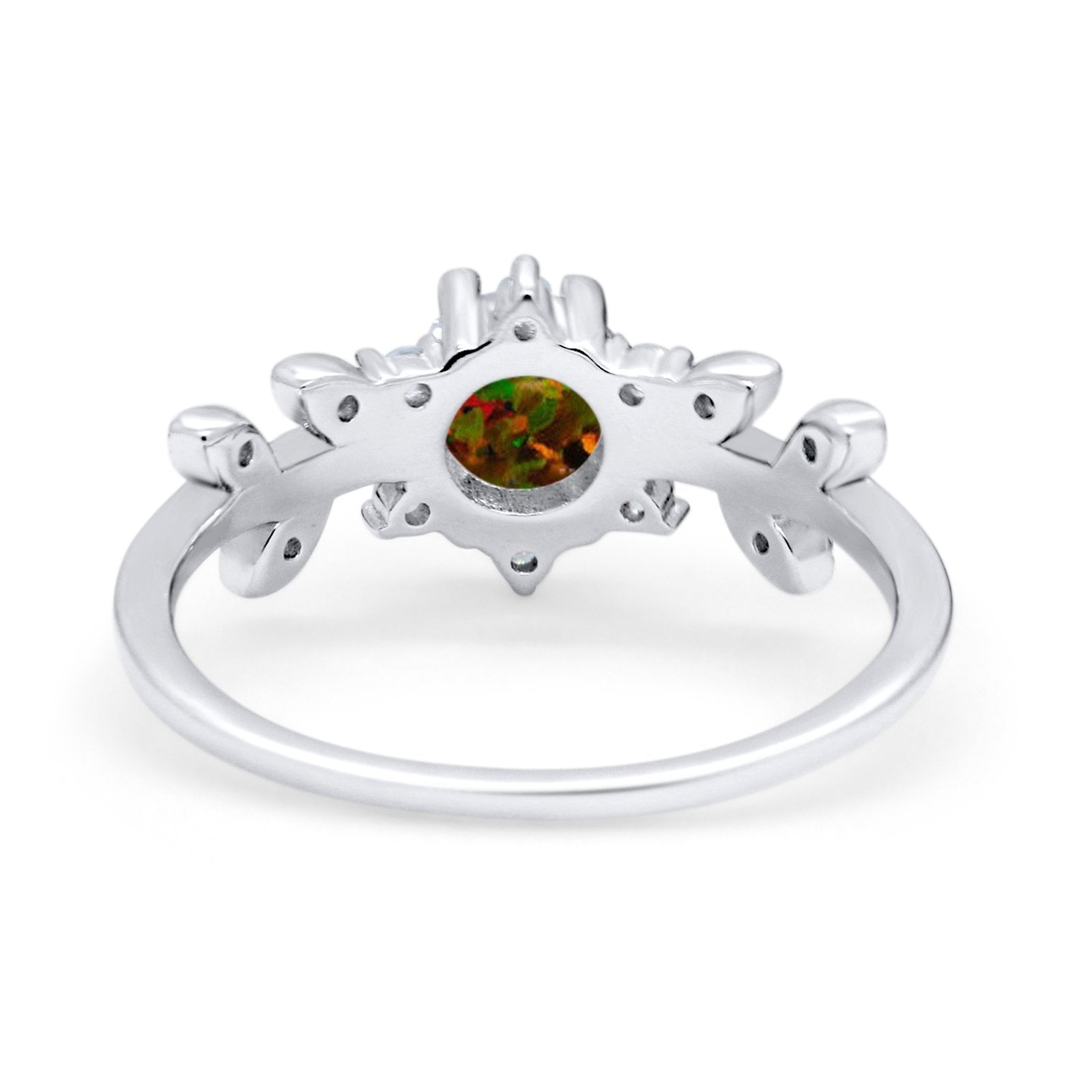 Art Deco Dainty Wedding Ring Round Simulated Cubic Zirconia 925 Sterling Silver