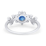 Art Deco Dainty Wedding Ring Round Simulated Cubic Zirconia 925 Sterling Silver