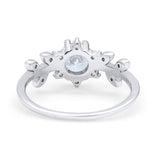 Art Deco Dainty Wedding Ring Round Simulated Cubic Zirconia 925 Sterling Silver