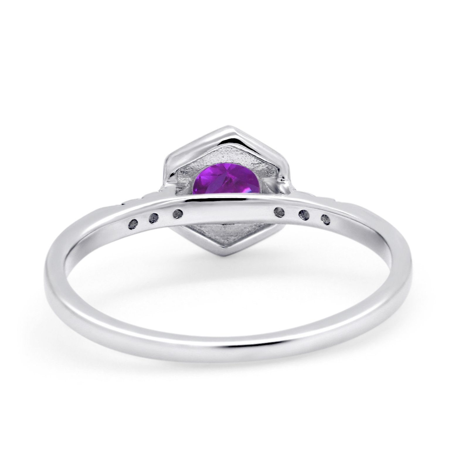 Wedding Ring Accent Vintage Round Simulated Cubic Zirconia 925 Sterling Silver