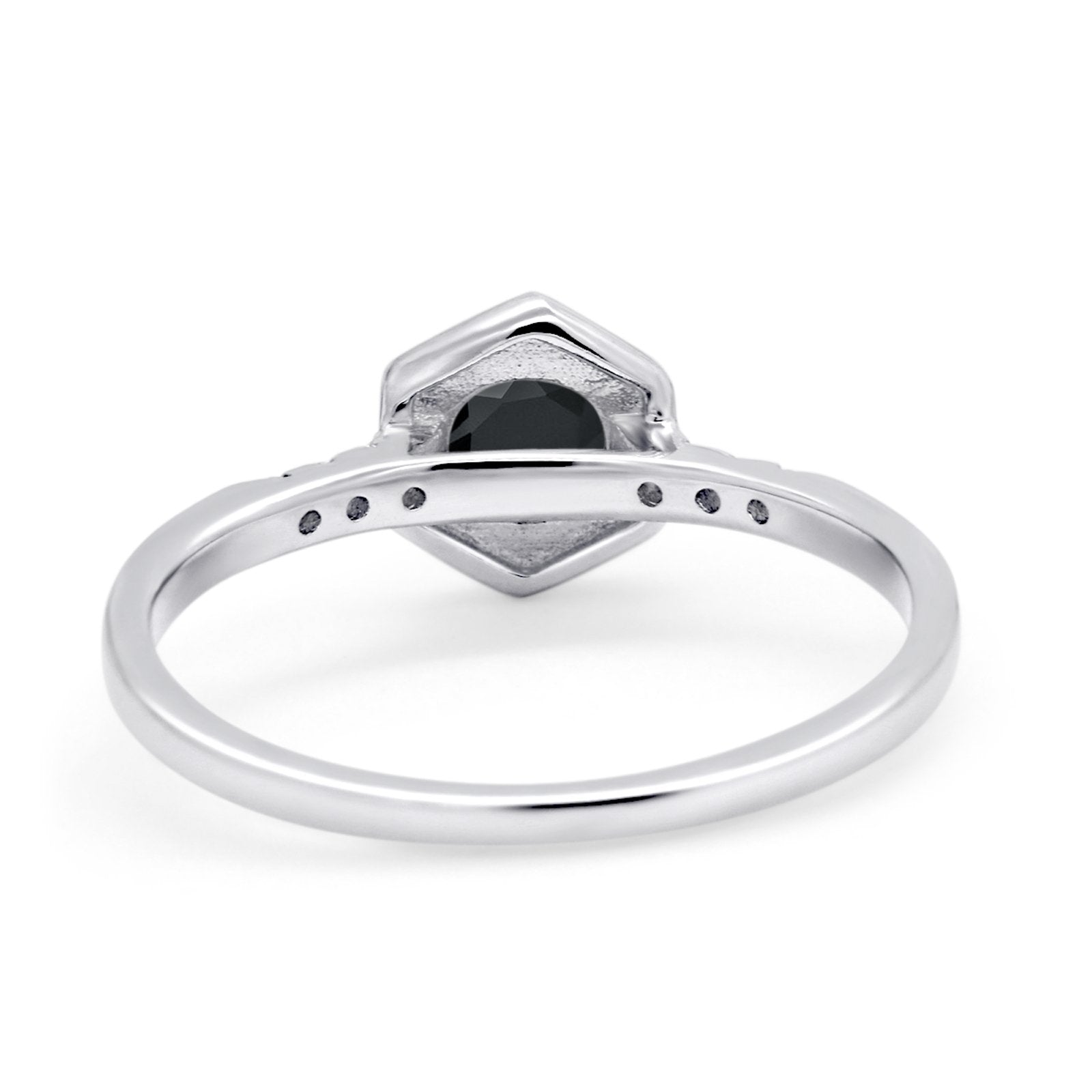 Wedding Ring Accent Vintage Round Simulated Cubic Zirconia 925 Sterling Silver