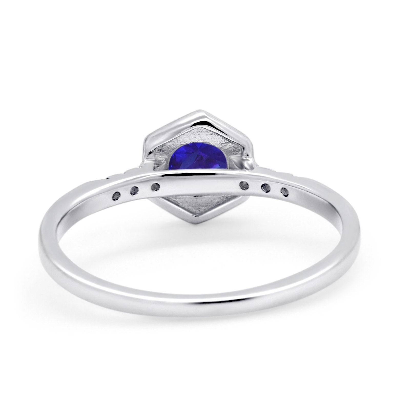 Wedding Ring Accent Vintage Round Simulated Cubic Zirconia 925 Sterling Silver