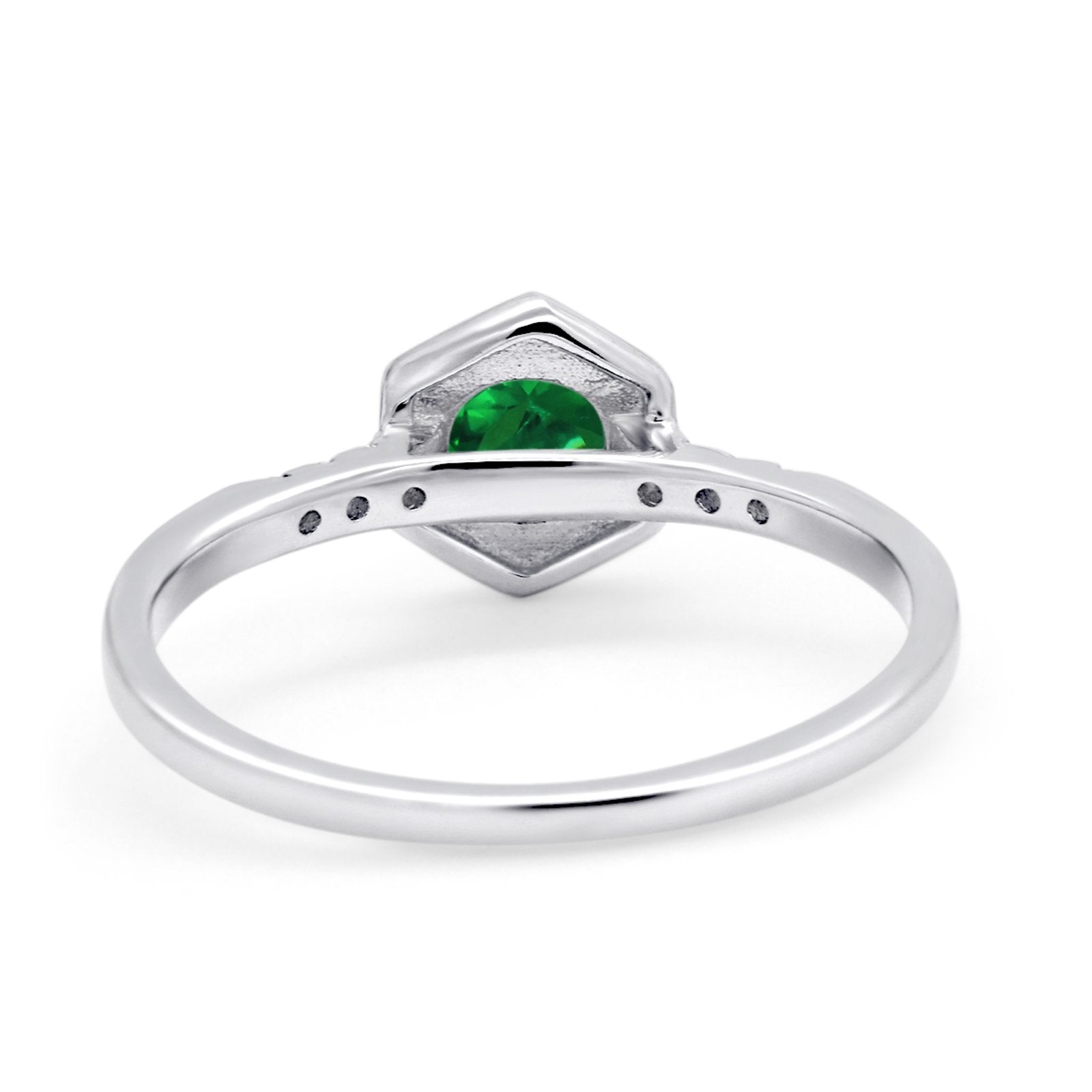 Wedding Ring Accent Vintage Round Simulated Cubic Zirconia 925 Sterling Silver