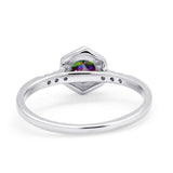 Wedding Ring Accent Vintage Round Simulated Cubic Zirconia 925 Sterling Silver