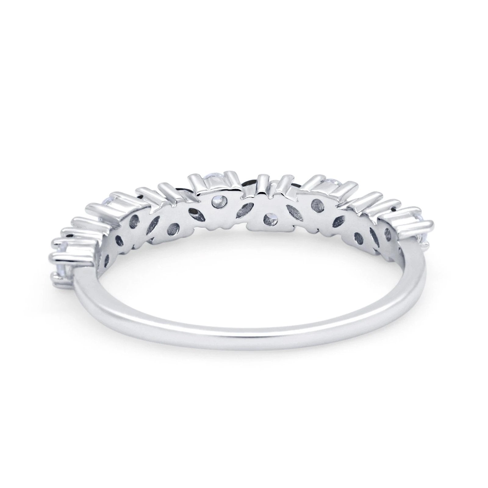 Wedding Band Eternity Ring Marquise Round Simulated Cubic Zirconia 925 Sterling Silver