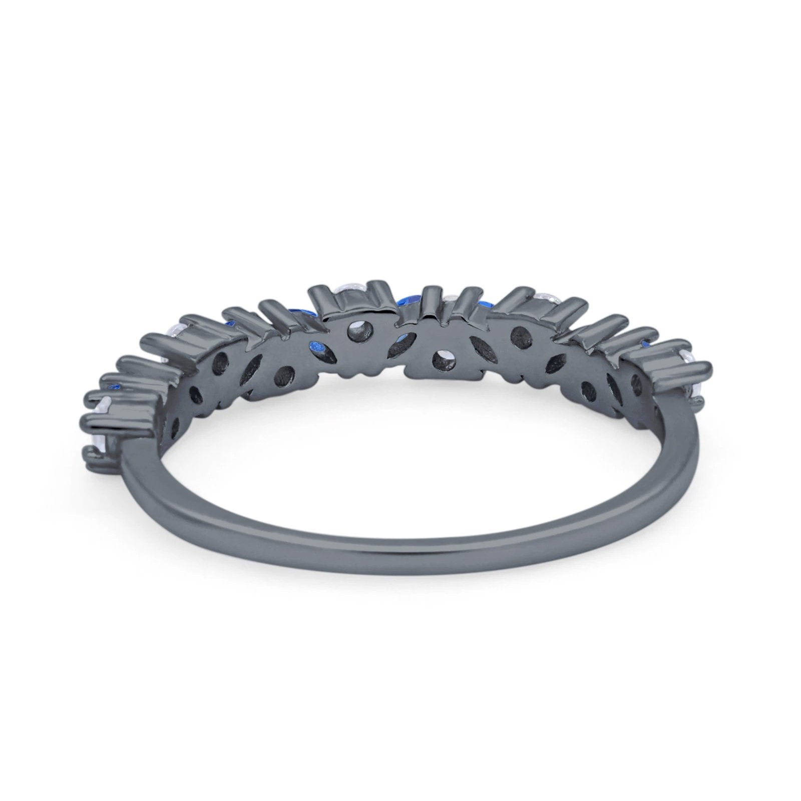 Wedding Band Eternity Ring Marquise Round Simulated Cubic Zirconia 925 Sterling Silver