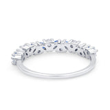 Wedding Band Eternity Ring Marquise Round Simulated Cubic Zirconia 925 Sterling Silver