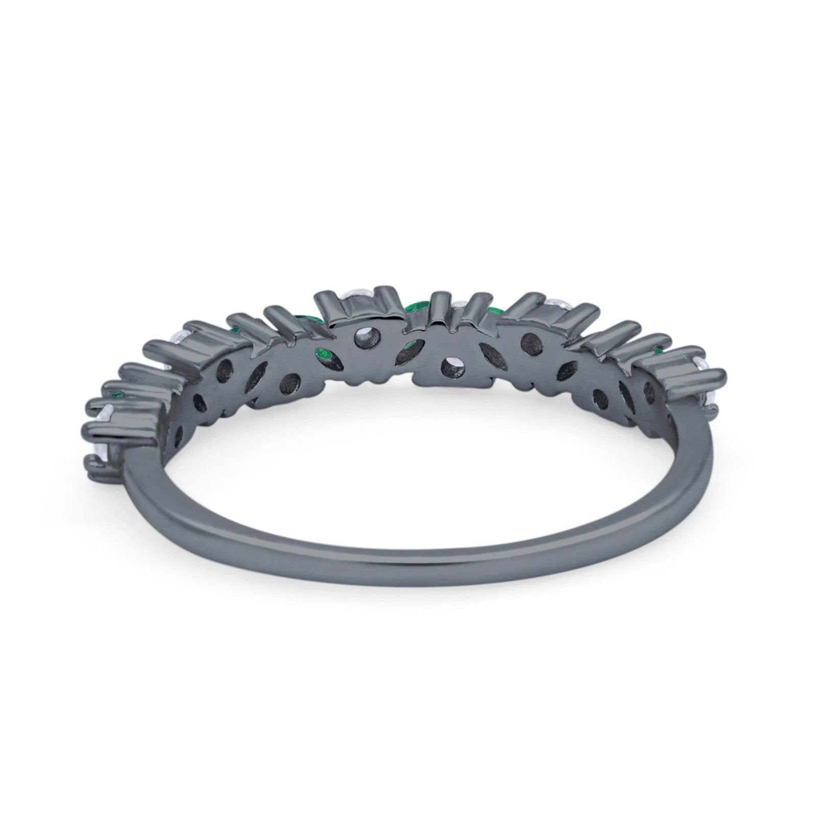 Wedding Band Eternity Ring Marquise Round Simulated Cubic Zirconia 925 Sterling Silver