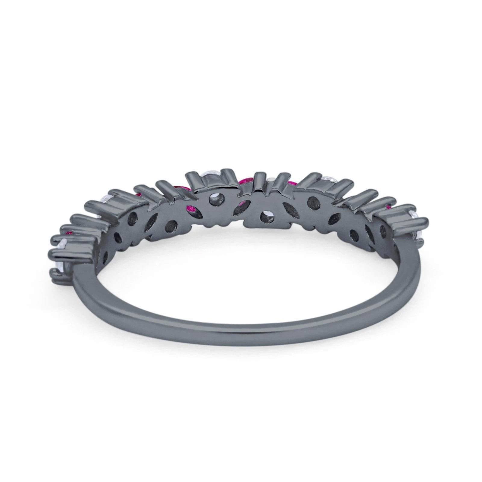 Wedding Band Eternity Ring Marquise Round Simulated Cubic Zirconia 925 Sterling Silver