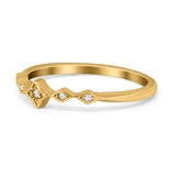 Petite Dainty Wedding Ring Round Eternity Simulated CZ 925 Sterling Silver