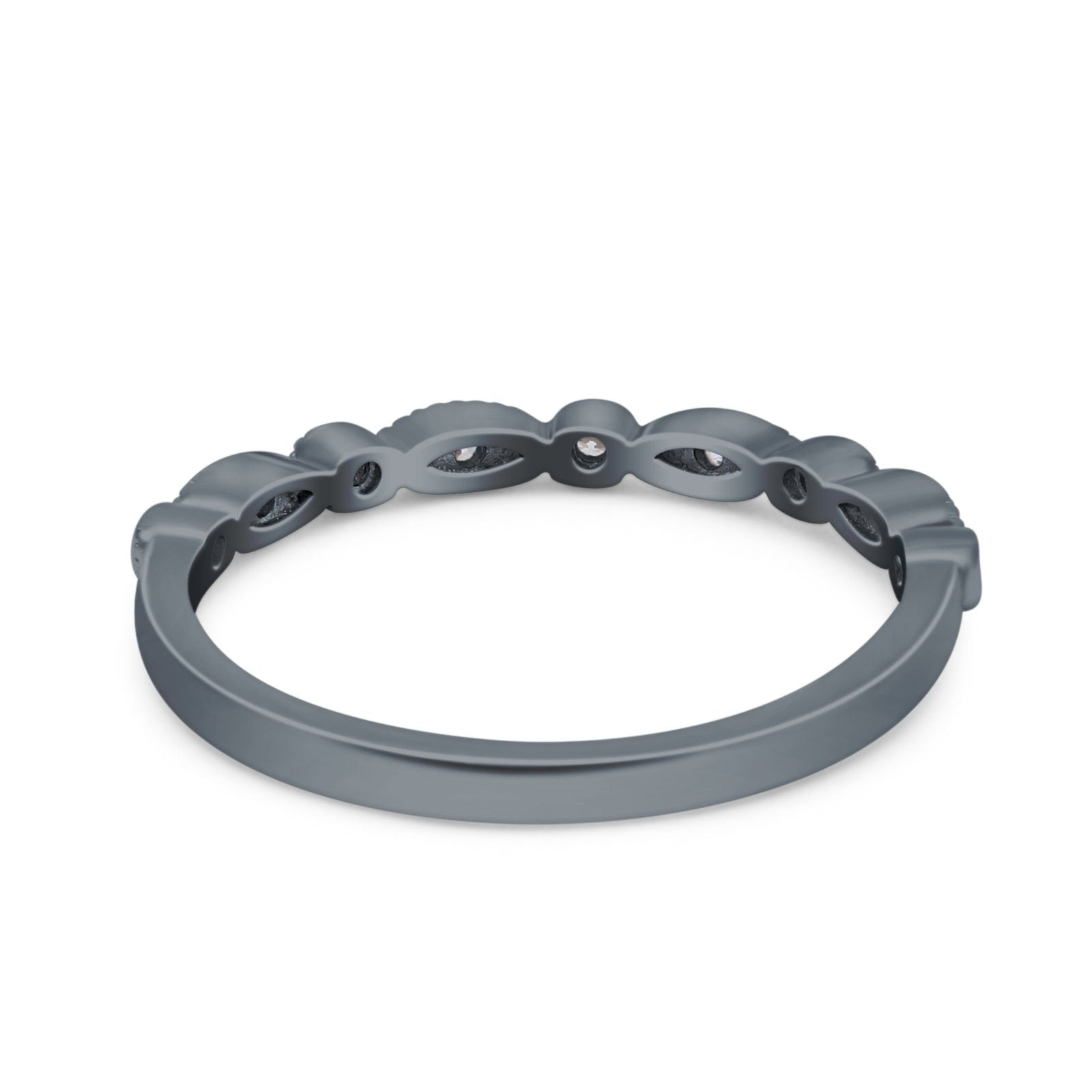 Half Eternity Wedding Band Ring Marquise Round Simulated Cubic Zirconia 925 Sterling Silver