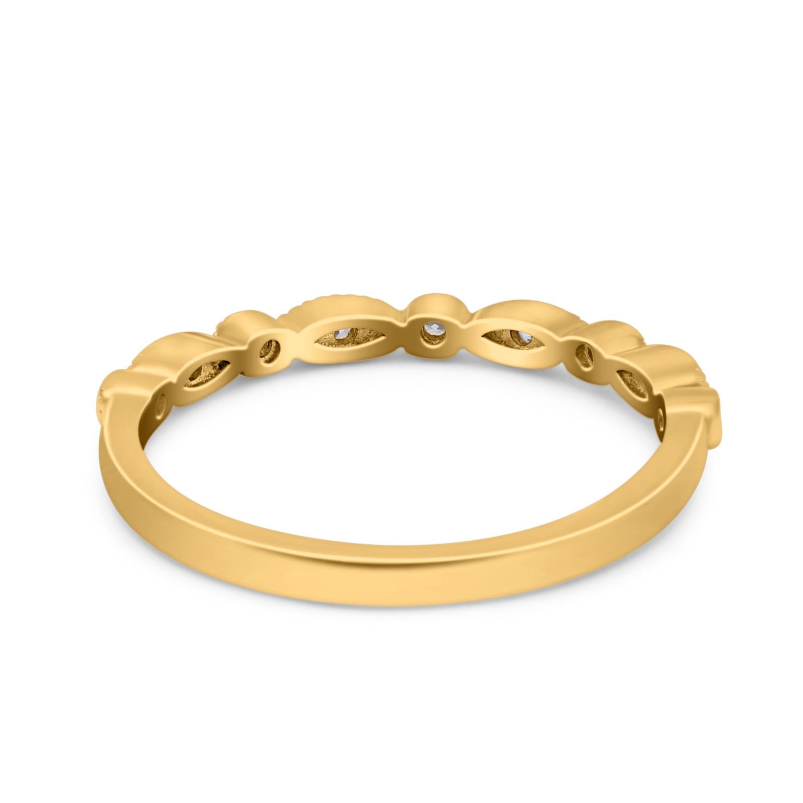 Half Eternity Wedding Band Ring Marquise Round Simulated Cubic Zirconia 925 Sterling Silver