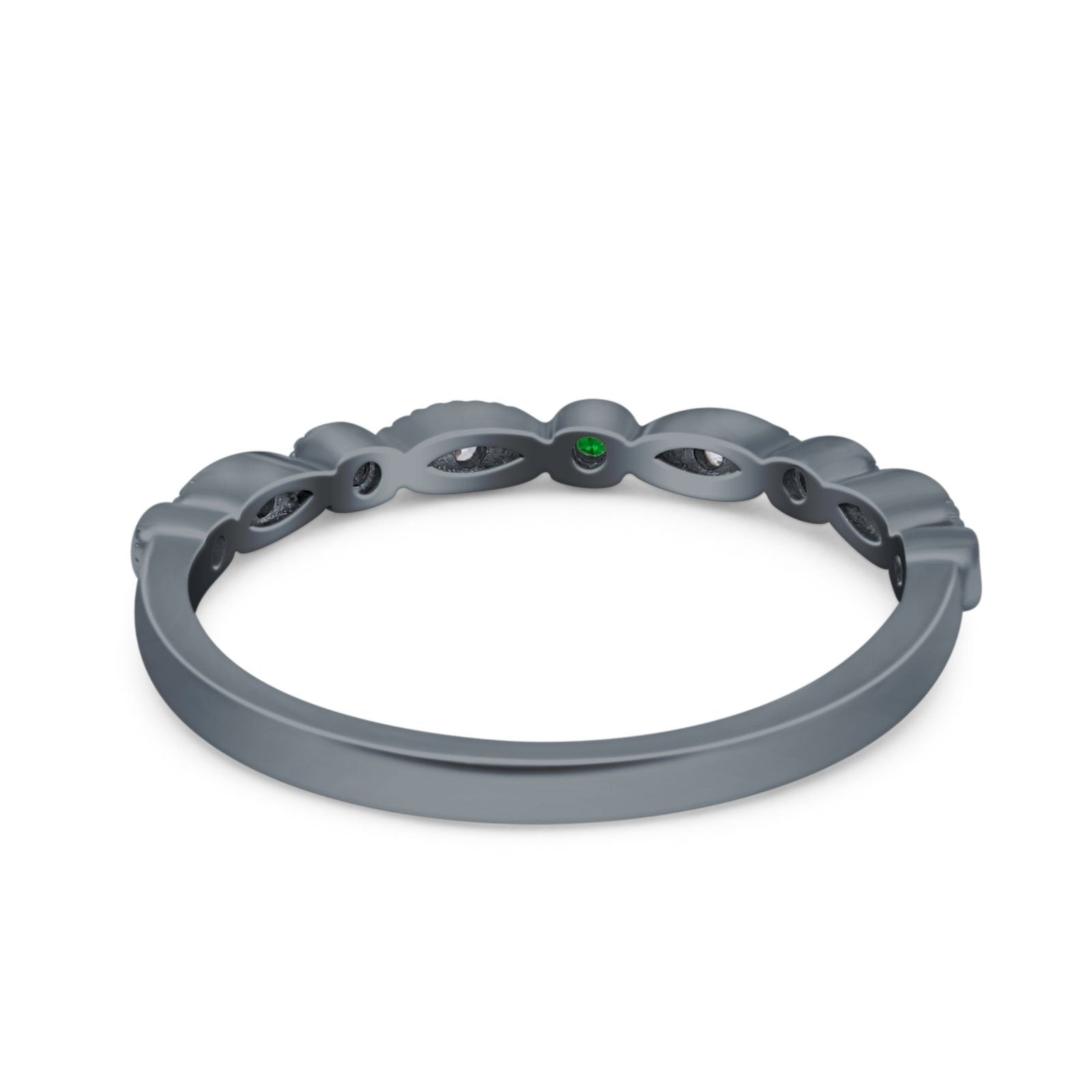 Half Eternity Wedding Band Ring Marquise Round Simulated Cubic Zirconia 925 Sterling Silver