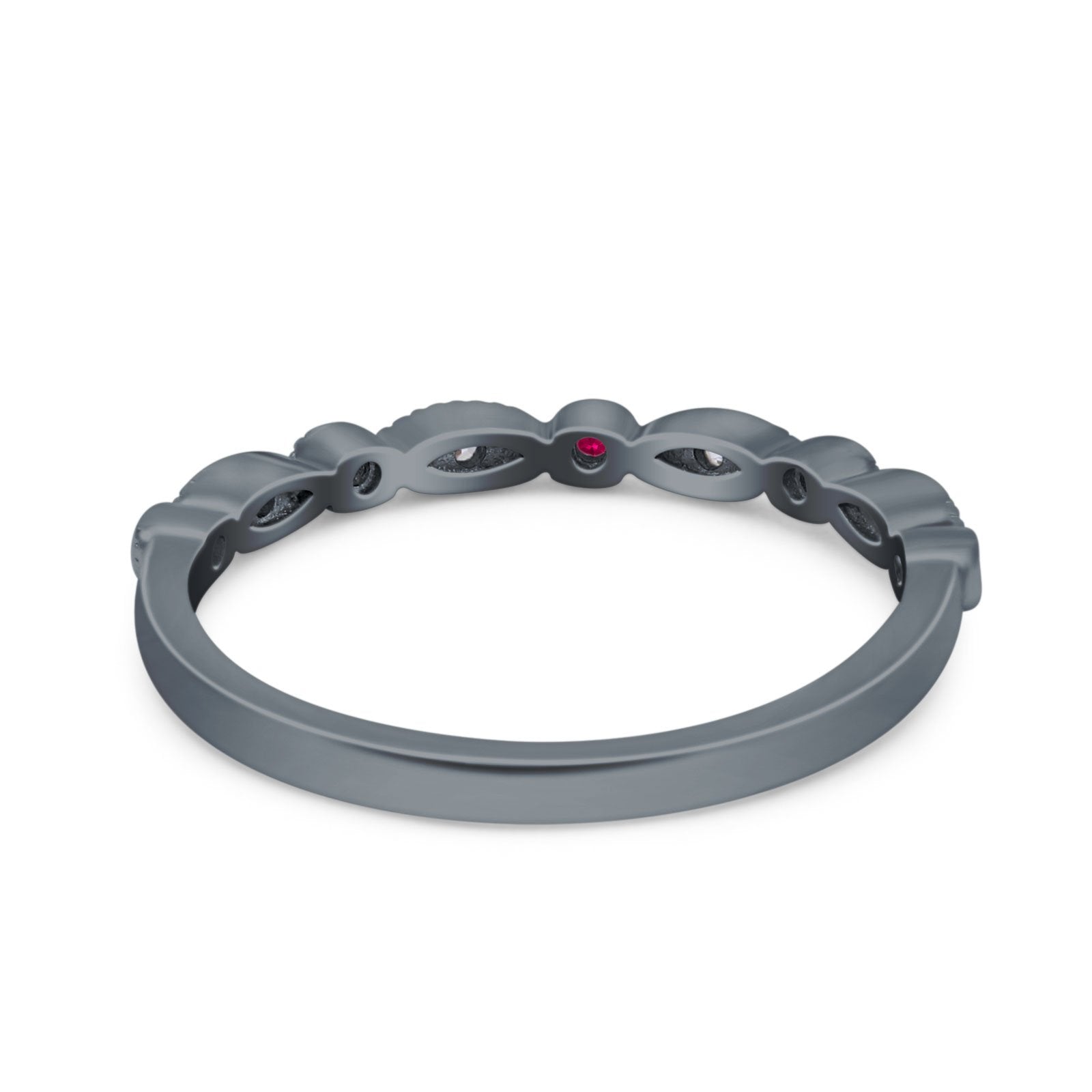 Half Eternity Wedding Band Ring Marquise Round Simulated Cubic Zirconia 925 Sterling Silver