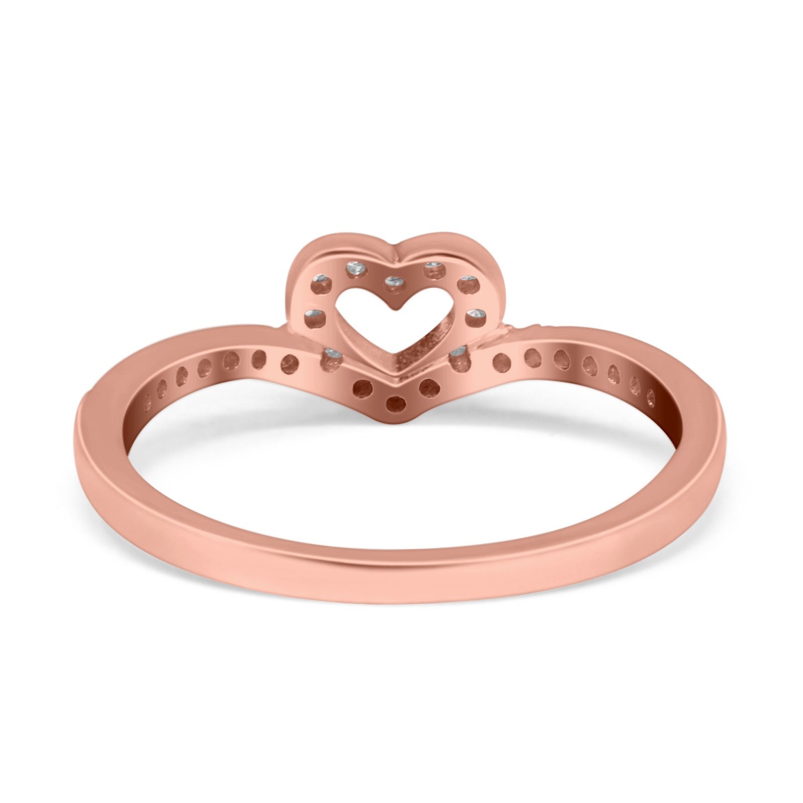 Heart Promise V Chevron Midi Thumb Eternity Ring Simulated CZ 925 Sterling Silver